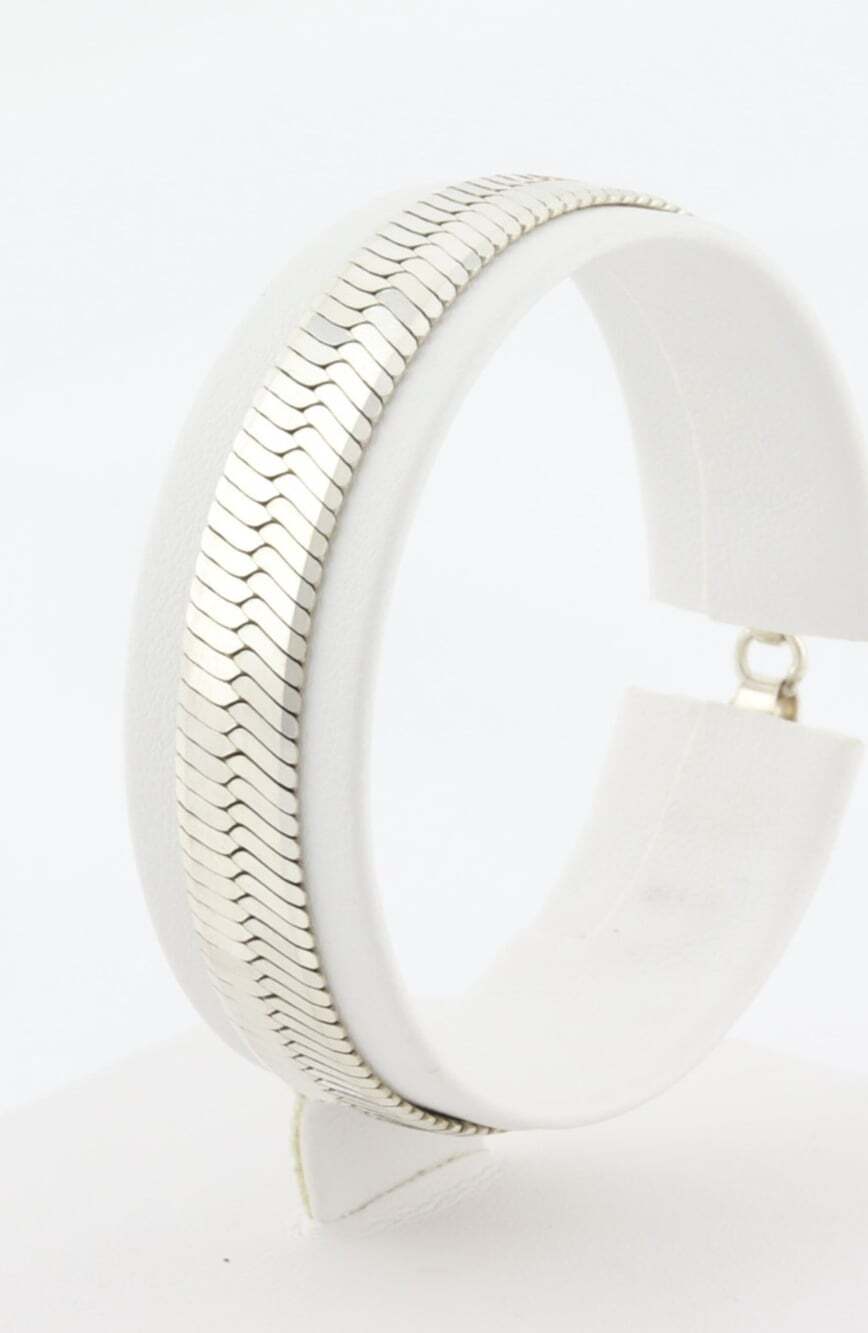 Sterling Silver Thick Herringbone Chain Bracelet 6 3 /4" inch Petite Woman Teen